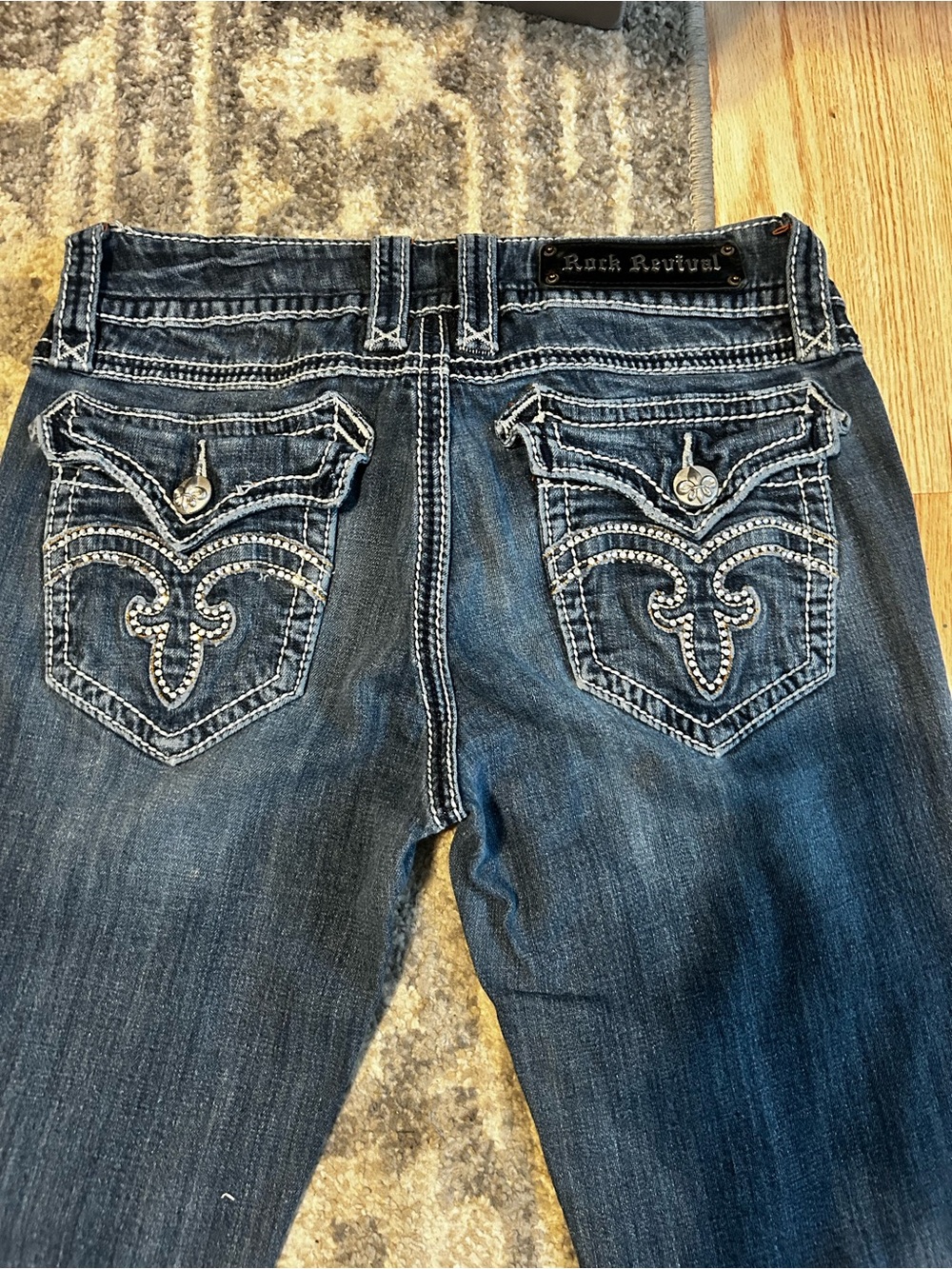 Rock Revival Women’s Size 29 Dark Wash Bootcut Jeans Flap Pocket Stretch - Picture 4 of 5